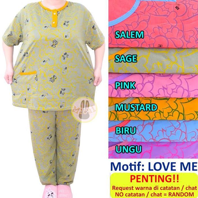 Ready stock Baju Tidur Dewasa CP Super Jumbo XXXL Bahan Kaos Setelan Piyama Wanita Celana Panjang ta