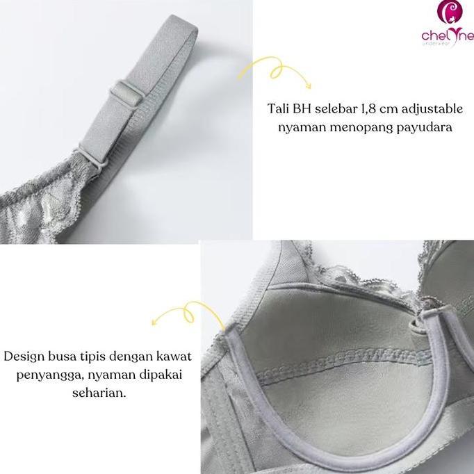 Chelyne Bh Brukat Busa Tipis Big Size V2044 Dengan Kawat Penyangga - Bh Jumbo 36/44 Cup C - D