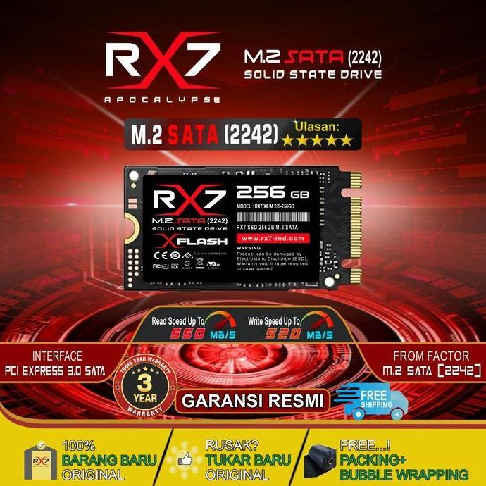 SSD RX7 M2 SATA 256GB 2242 M.2 SATA / M2SATA GARANSI RESMI 3 TAHUN