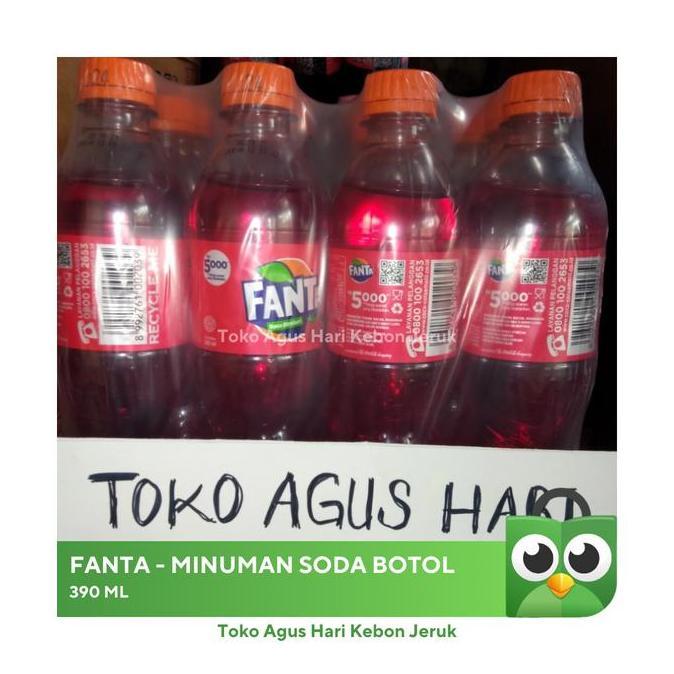 FANTA BOTOL PLASTIK 390 ML, isi 12 fanta botol