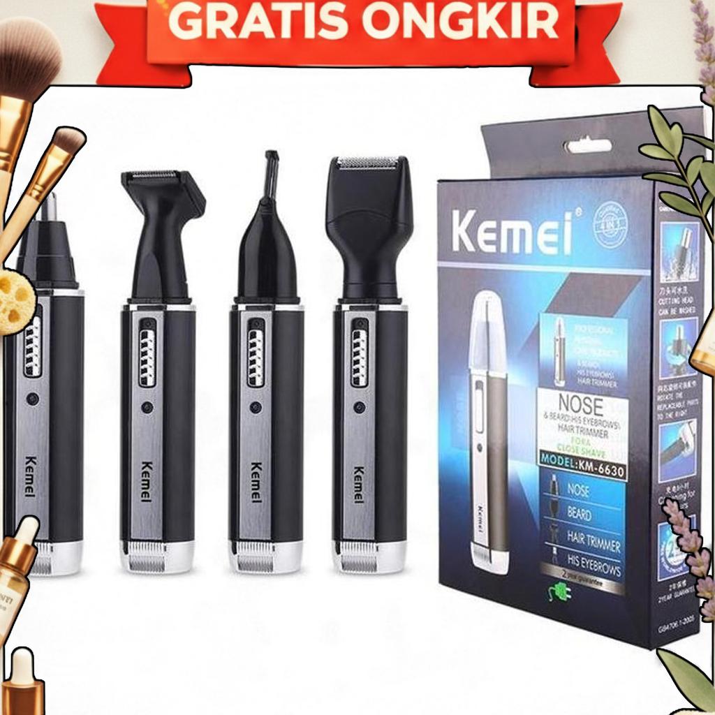 Trimmer Kemei Km-6630 Alat Cukur Kumis Jenggot Dan Bulu Hidung Cas