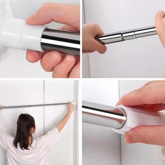 Palang Tiang Jemuran Baju Gantungan Dinding Tanpa Bor Paku Stainless (TERBAIK) (TERBARU) (TERMURAH)