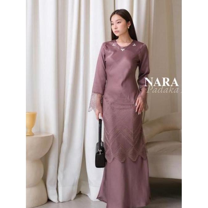 NARA DRESS - Padaka Attire - Satin Gamis Lebaran Elegan Polos Silk Cavali Bridesmaid Pesta Gaun Musl