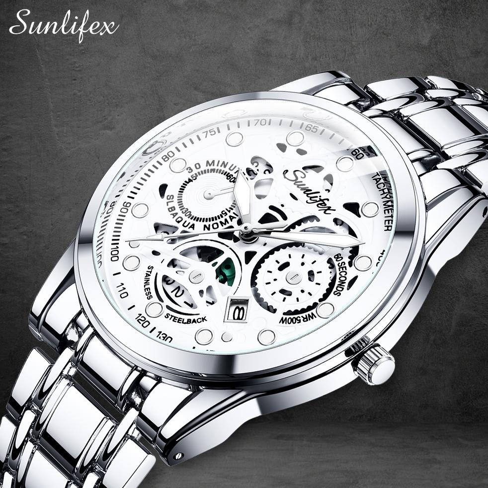 TERBARU Sunlifex Jam Tangan Pria  9001 Original Display Kuarsa Anti Air Tali Stainless Steel Santai 