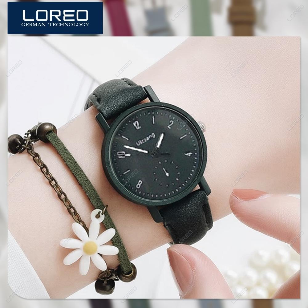 TERMURAH Loreo - Jam Tangan Wanita Retro Dial Bulat Analog Quartz Watch