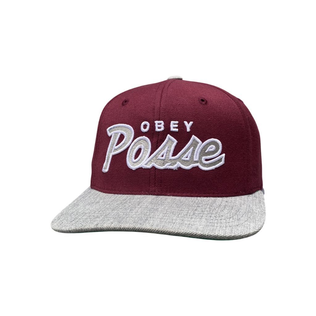 Topi Snapback Obey Maroon Grey OSFA Second Original Murah