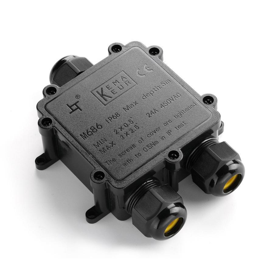 Outdoor Junction Box Waterproof Sambungan Kabel Anti Air IP68 3ways / Anti Air Konektor Box / Connec