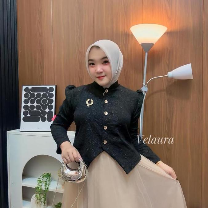 Iyakirim- Velaura - Flower Blouse Long Sleeve - Blazer Wanita Korean Look Atasan Wanita Kondangan Ca