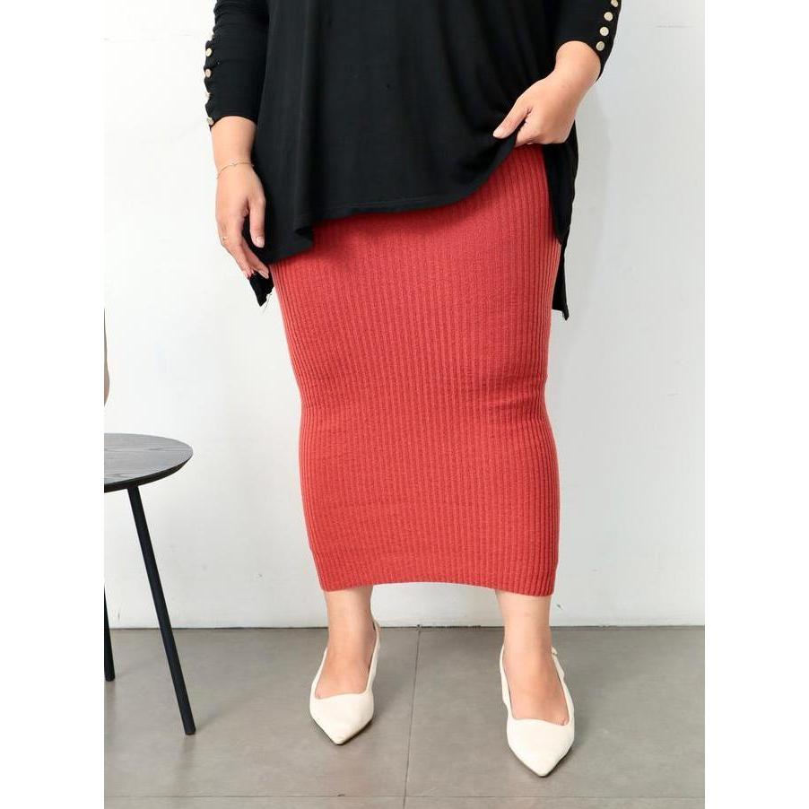 Wmn- Rok Span Jumbo Rajut Ula Dengan Desain Trendi Dan Nyaman - Panjang Bawahan Knit Casual Muslim H