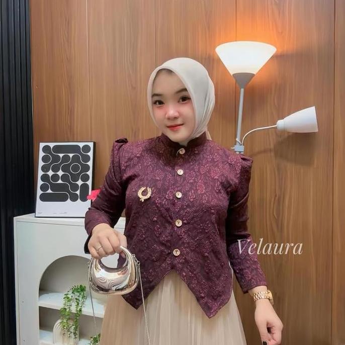 Iyakirim- Velaura - Flower Blouse Long Sleeve - Blazer Wanita Korean Look Atasan Wanita Kondangan Ca