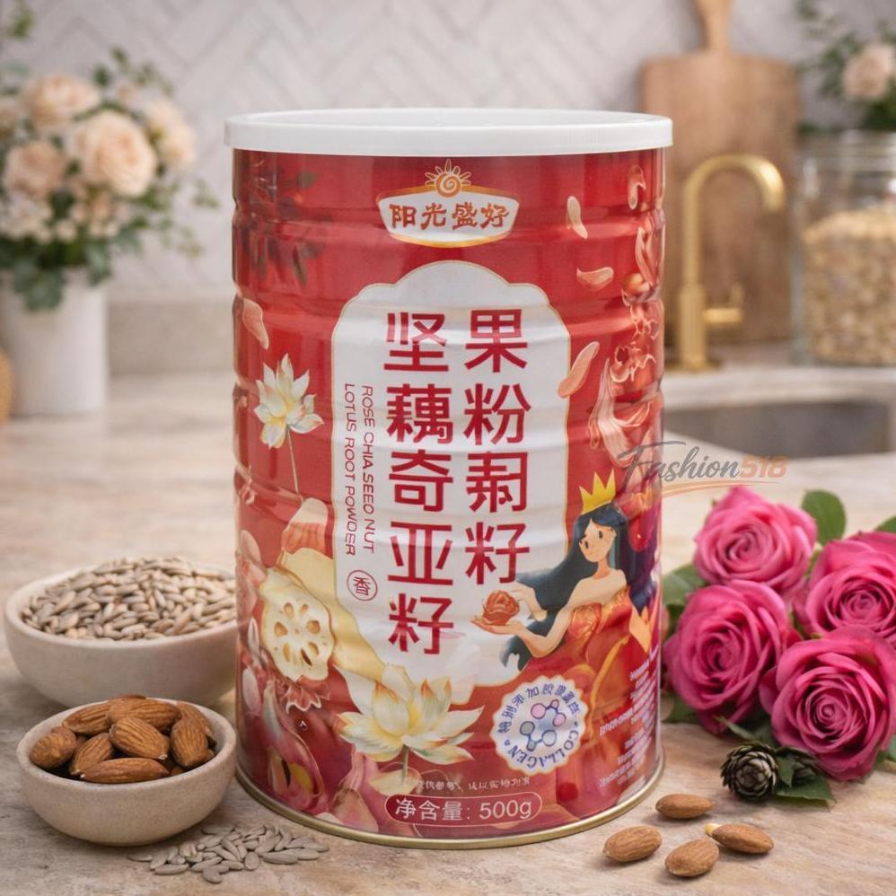 [BPOM] Original 500gr Oufen Rose Colagen  Lotus Root Powder Chia Seed Nut Oufen Bubur Akar Teratai