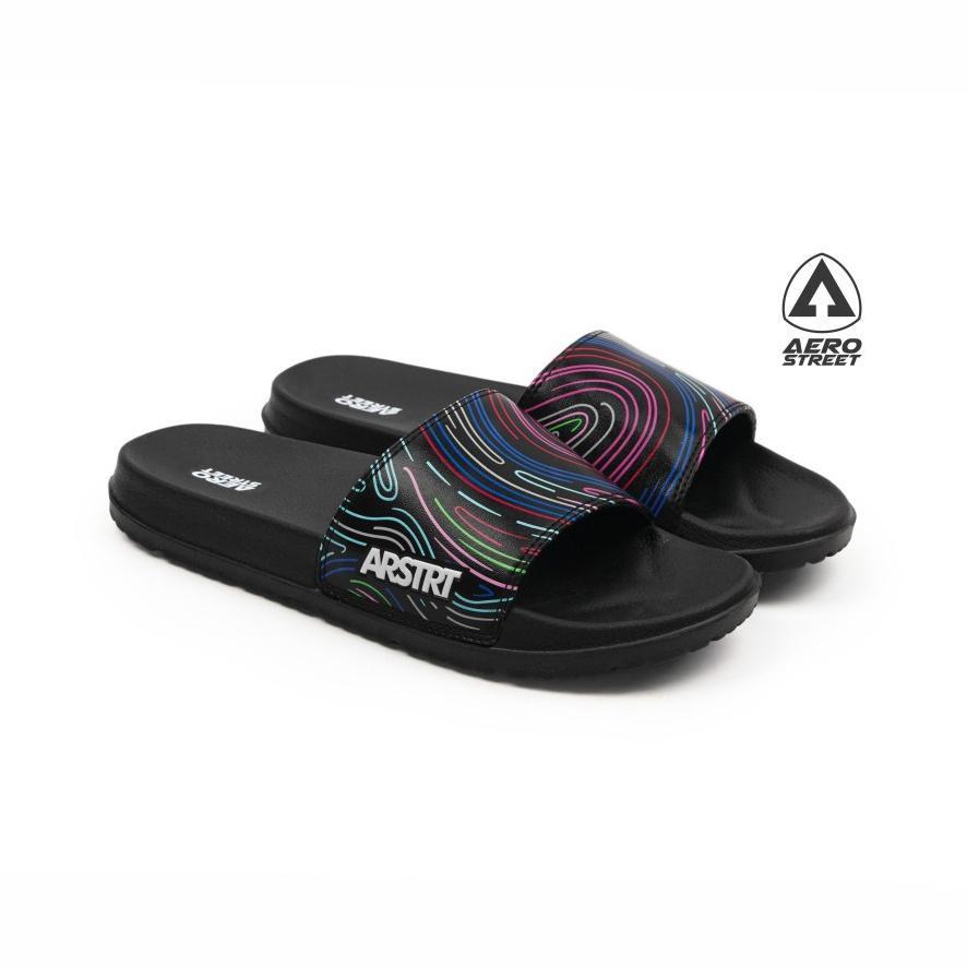 TERMURAH Aerostreet 39-44 Volt Hitam Hitam - Sandal Sendal Selop Slip On Casual Pria Wanita Aero str