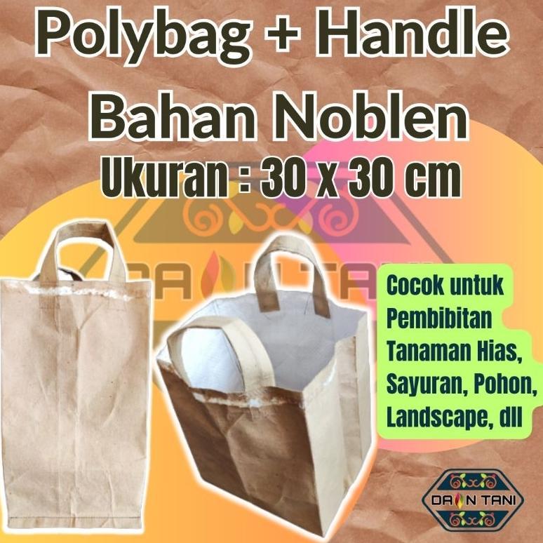 Bisa Cod Polibag / Polibek / Polybag Dengan Handle (Pegangan) Dari Bahan Karung Noblen 30 X 30 Cm ><