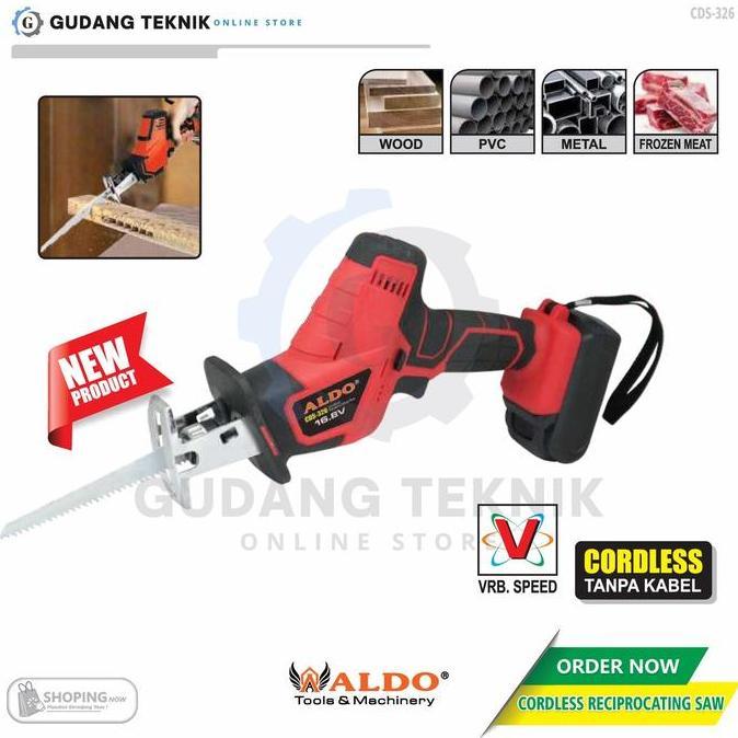GRASSSTEKNO Cordless Recipro Saw 65mm ALDO CDS-326/ Mesin Gergaji Baterai 16.8V ALDO CDS 326 - Recip