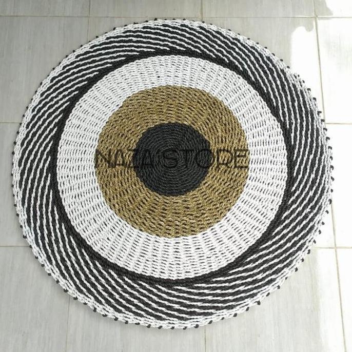 Karpet Rug Seagrass Anyaman Bulat Rotan Untuk Dekorasi Lantai