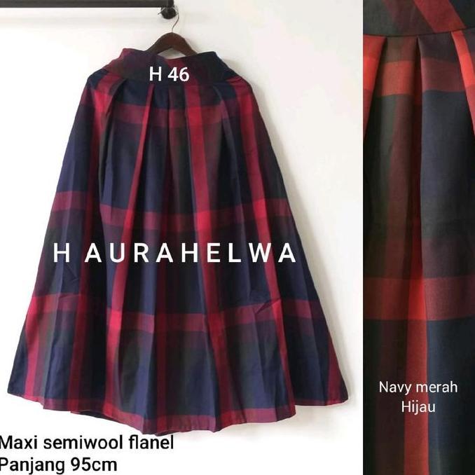 ROK FLANEL PANJANG 95CM HAURAHELWA |ROK RIMPEL | ROK A LINE | ROK KOTAK | ROK TARTAN | KOREAN SKIRT 