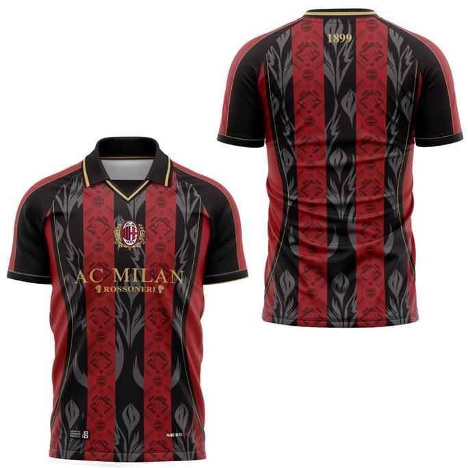 Pootbol- Nizesport - Jersey Ac Milan Vintage Retro Casual Bahan Dryfit Adem Nyaman Olahraga
