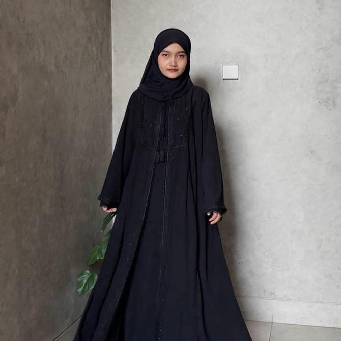 GASYATRI - Zulaikha Abaya Hitam Simple Elegan Renda TA