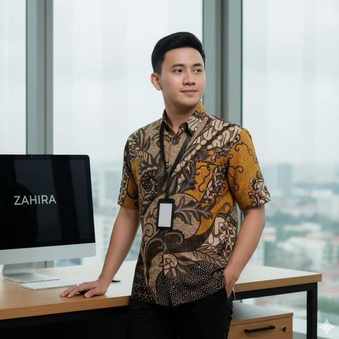 Xxxy- Batik Zahira 100 4 Baju Kemeja Batik Lengan Pendek Pekalongan Baju Motif Pria Seragam Dewasa C
