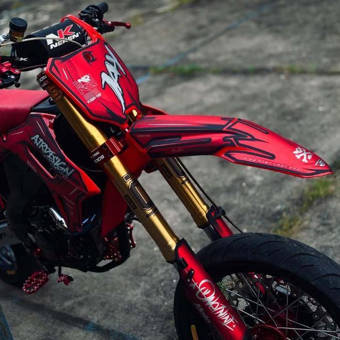 Decal Crf450L Merah Simpel Bisa Untuk Crf150L Klx Dtracker Wr Gordon Bebas Riquest Desain Sesuai Sel