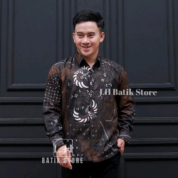 Xxxy- Kemeja Batik  Pria  Lengan Panjang Harga Grosir Berkualitas Baju Motif Printing Ungu Merah Cok