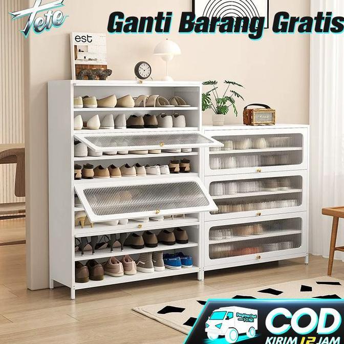 Nandiaoktaverisyah - TETE_1 Baja Rak Sepatu Tertutup Lemari Penyimpanan Multi anti debu Lapis Lemari