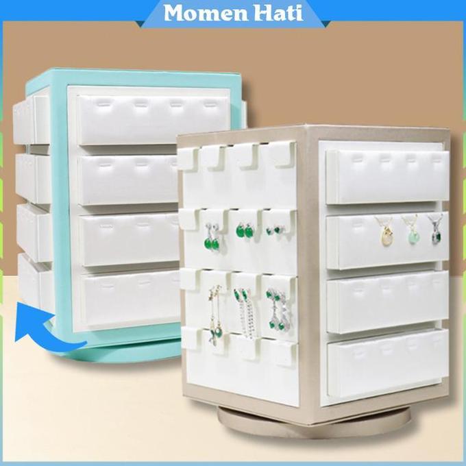 BEAM Rak Display Anting Cincin Putar Display Putar Perhiasan 360 Model Kombinasi