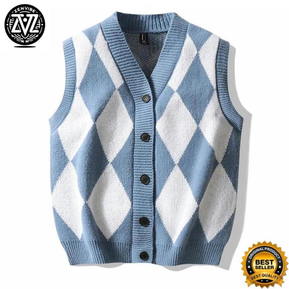 HABISIN STOK Vest Dustin Zenvibe Rompi Rajut Vest Knitt Korean Style Untuk Kantoran atau sekolah Ber