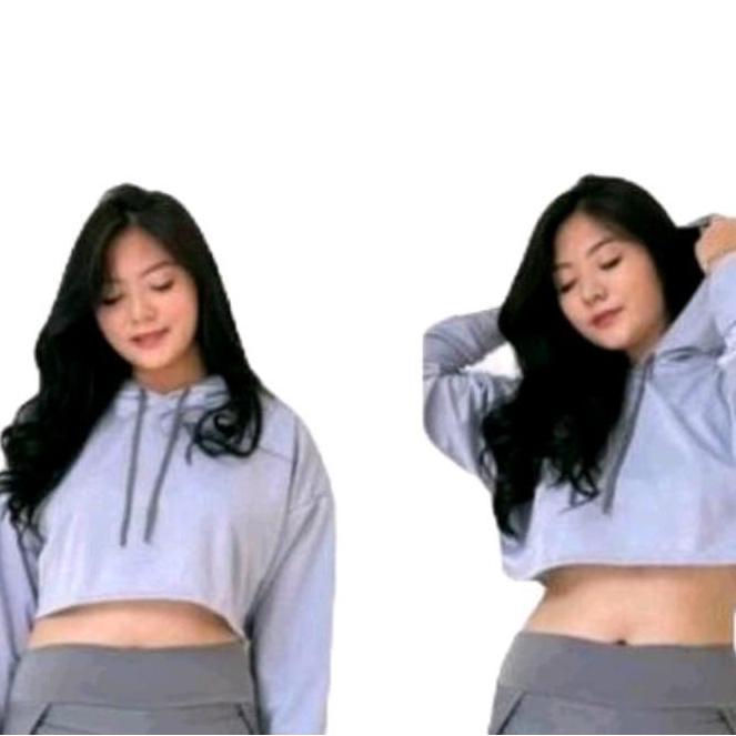 TERBARU - Atasan Crop Jacket Hoodie Untuk Senam Gym Fitness Zumba Wanita