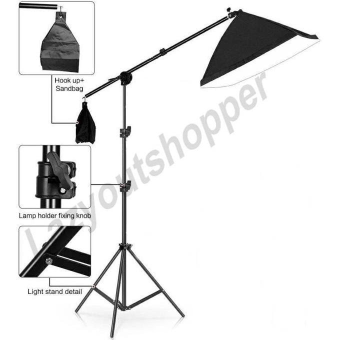 Paket softbox light stand dan boom arm