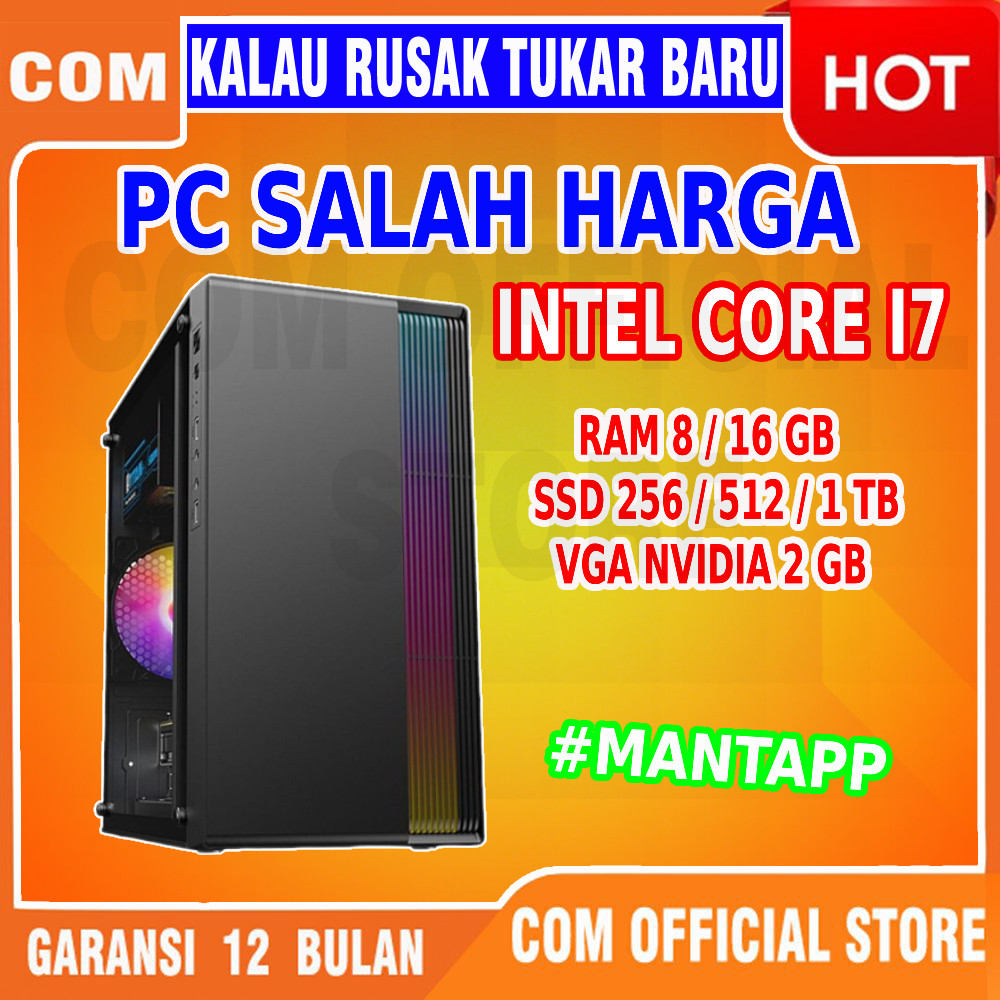 komputer lengkap cpu computer CORE I7 RAM 8 GB rakitan kantor MURAH BERKUALITAS Garansi Resmi Baru
