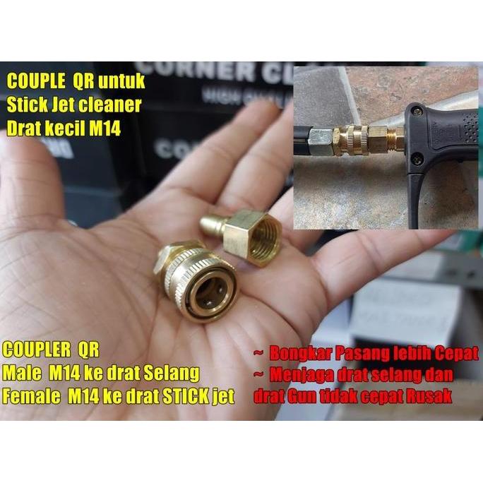 monggo] SET 2pcs Coupler QR MALE M14 x FEMALE M14 copler konektor nepel QUICK RELEASE selang jet cle