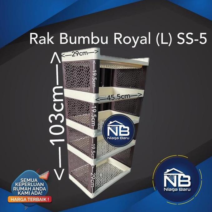 Rak Plastik Serbaguna Susun 5 L Rak Susun Rak Portable Rak Bumbu Royal
