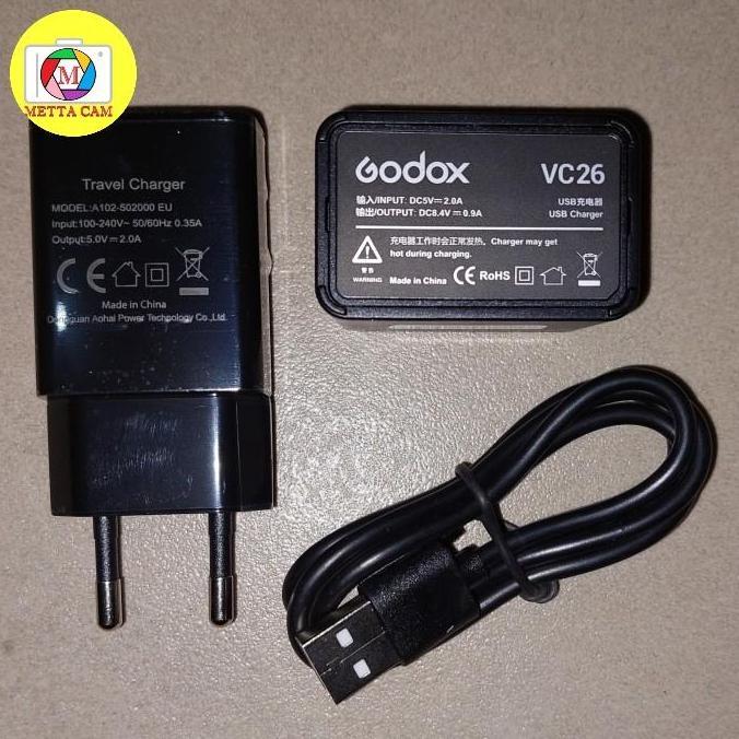 GODOX VC26 + VC1 USB Cable Charger Adapter VB-26 Battery V1 / V860III