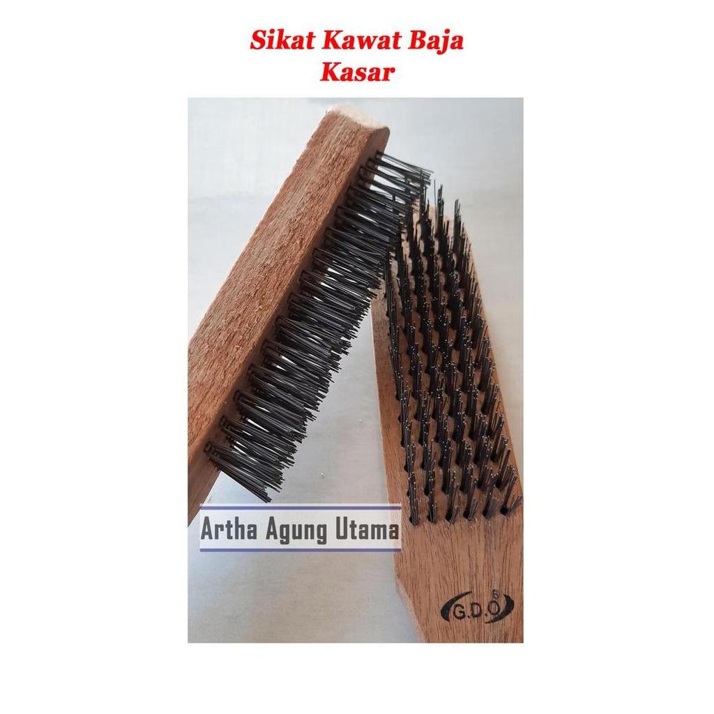 Produk Unggulan] Sikat Kawat Besi Baja / Sikat Baja Kasar Gagang Kayu