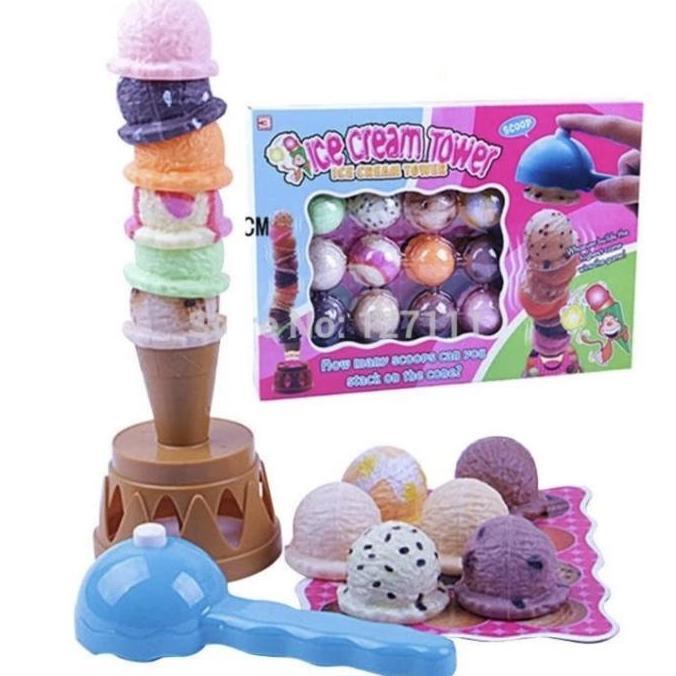 ICE CREAM TOWER CHALLENGE GAME / MAINAN SUSUN BOARD FAMILY KELUARGA KODE 599