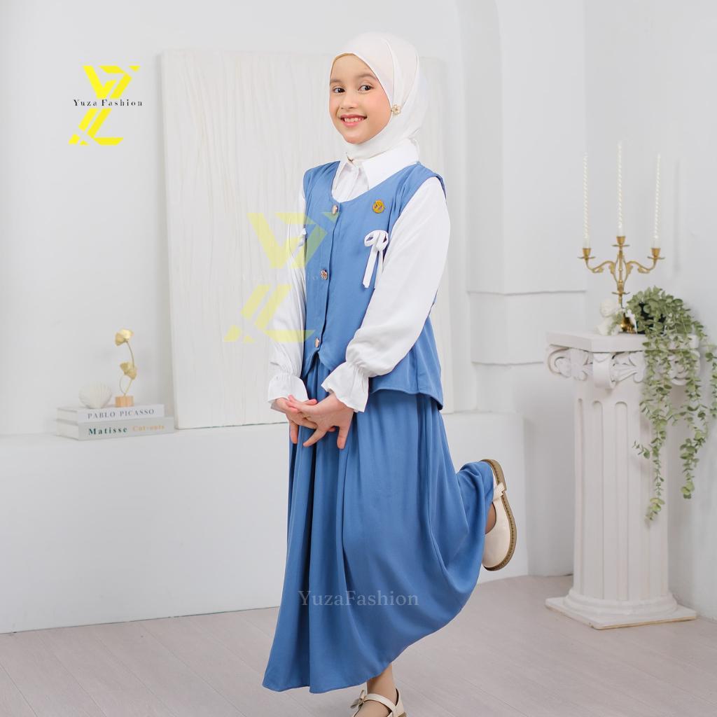 Setelan Anak 3In1 Adreena Kids Setelan Anak Perempuan 5-12 Thn Set Baju Rok Vest One Set Stelan Rok 