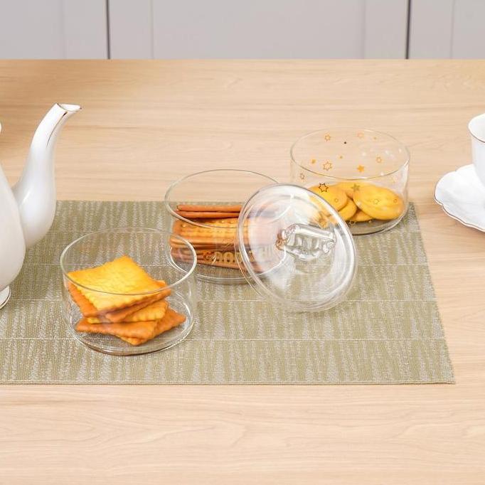 Informa 430 ml Kalino Stoples Kaca Susun Toples Kue Wadah Bumbu Tempat Snack Toples Plastik Cemilan 