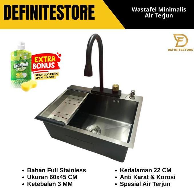 Kitchen Sink 1 Lubang Wastafel Cuci Piring 1 Lubang Bak Cuci Piring Stainless Steel Modern Sink 6045