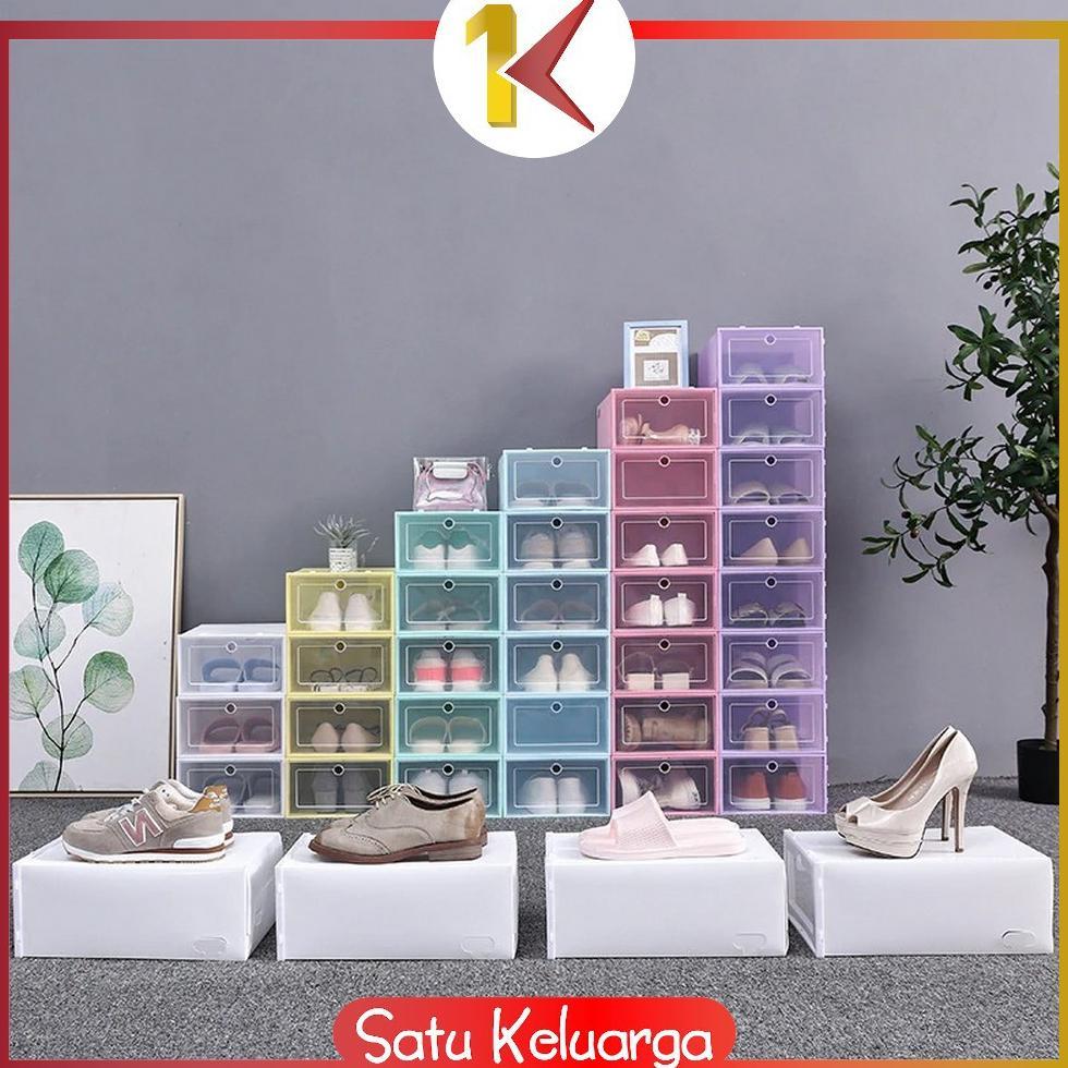 FUZ-611 He13 SK-C158 Kotak Sepatu Lipat Transparan Tebal Shoes Storage Box Organizer Rak Sepatu Plas