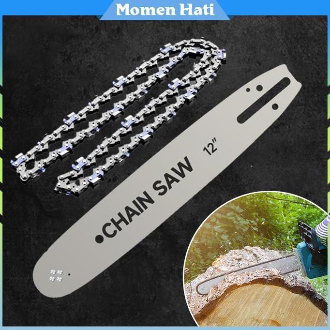MIOSHINOCHE Guide Bar Chainsaw Rantai Potong Chainsaw 12 Inch Rantai Gergaji Mesin Bahan Paduan