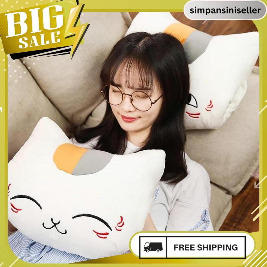 Bantal Boneka Mewah Nyanko Sensei Penghangat Tangan Buku Teman Natsume Boneka Berbulu Kucing Kawaii 