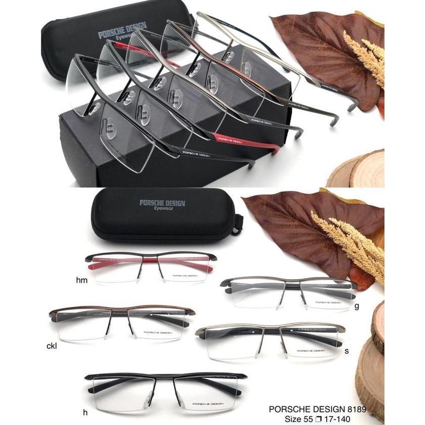 SANDMATEKNO Porsche Design Frame Kacamata 8189 Half Premium Pria Wanita Sporty P8189 Sport Lensa Pho