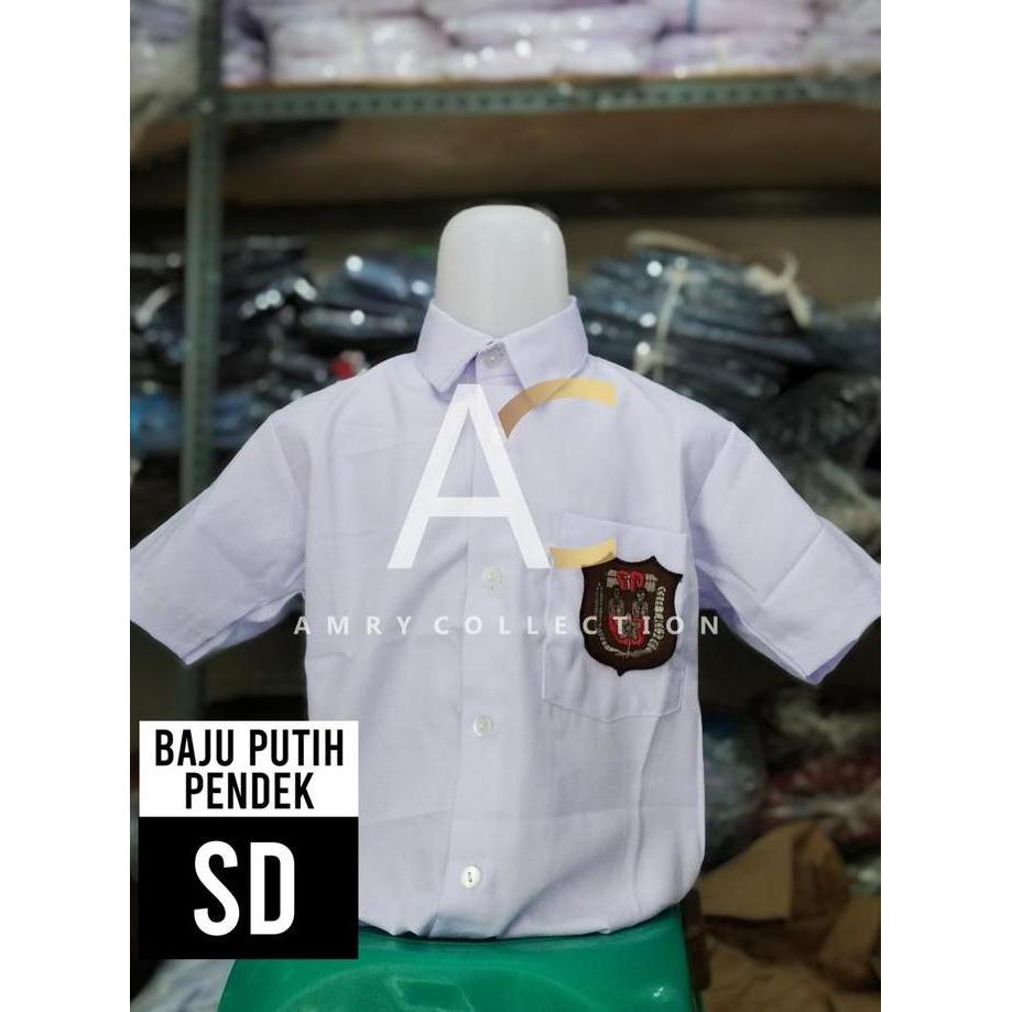 Seragam Sekolah Baju SD Kemeja Putih lengan pendek Bahan GS Kelas 1-6
