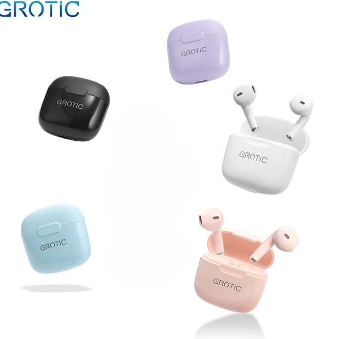 Grotic Headset Bluetooth Earphone Tws Macaron Wireless Stereo Bass Hifi