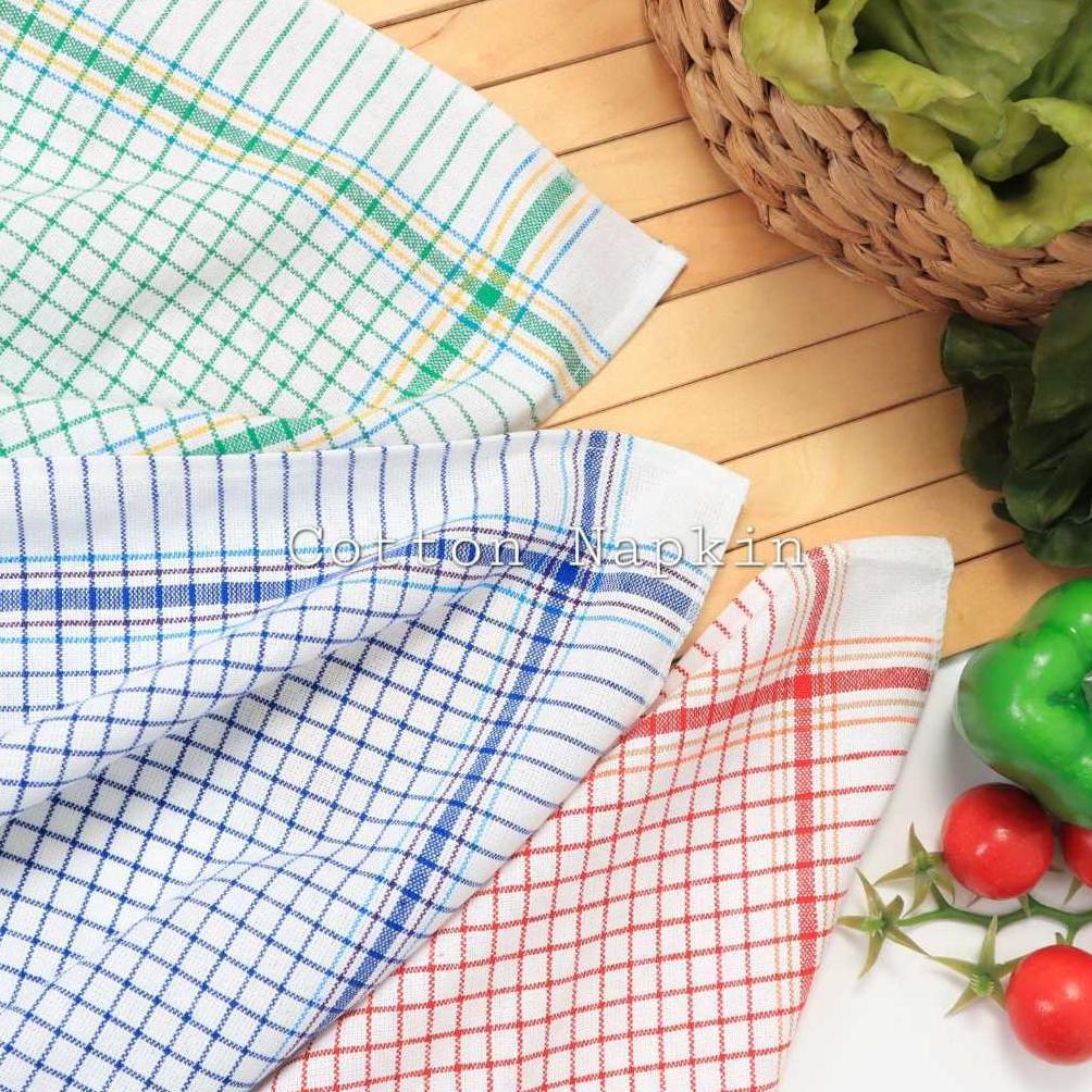 ISI 12PCS Serbet Dapur JUMBO 72x74 cm Handuk Makan Full Katun untuk Hotel, Restoran & Rumah