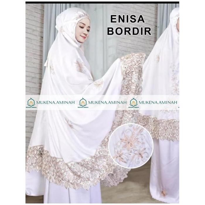 MUKENA.AMINAH MUKENA DEWASA ENISA LUNA MAYA RENDA BORDIR SITI KHADIJAH PASTELEENA Atasan Lembut Mewa