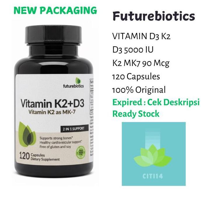 K2+D3 120 CAPS K2 MK-7 100MCG D3 5000IU FUTUREBIOTICS VIT K2&D3 100MCG