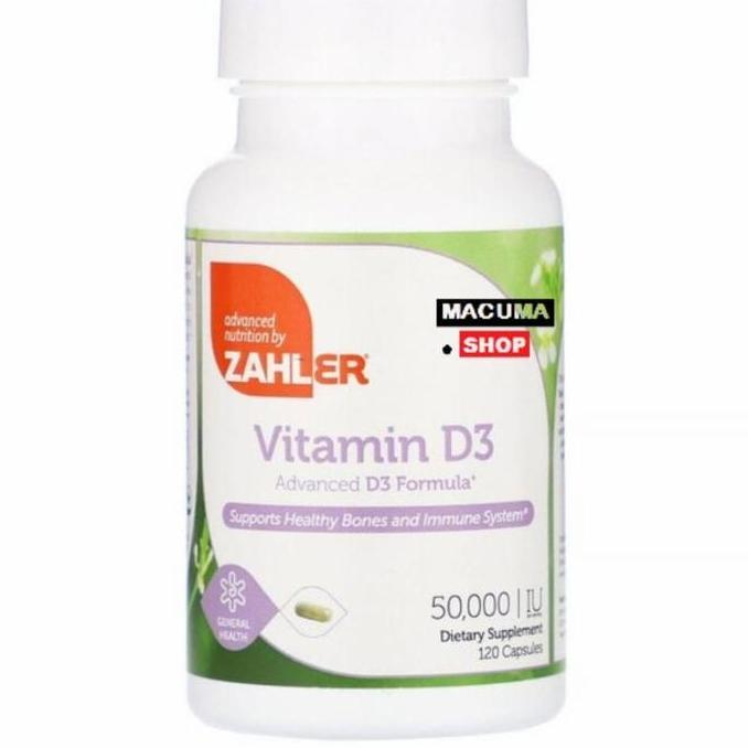 ZAHLER VITAMIN D3 50000 IU 120 CAPSULES D-3 D 3 50.000 IU 50000 IU USA