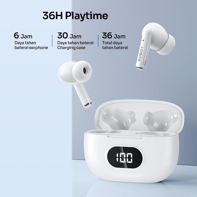 Robot Wireless Earphone Airbuds T70 Original Tws Deep Headset Bluetooth Garansi 1 Tahun Earbuds Head